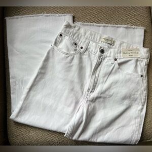 NWT Abercrombie & Fitch High Rise Crop Wide Leg Jeans - White
